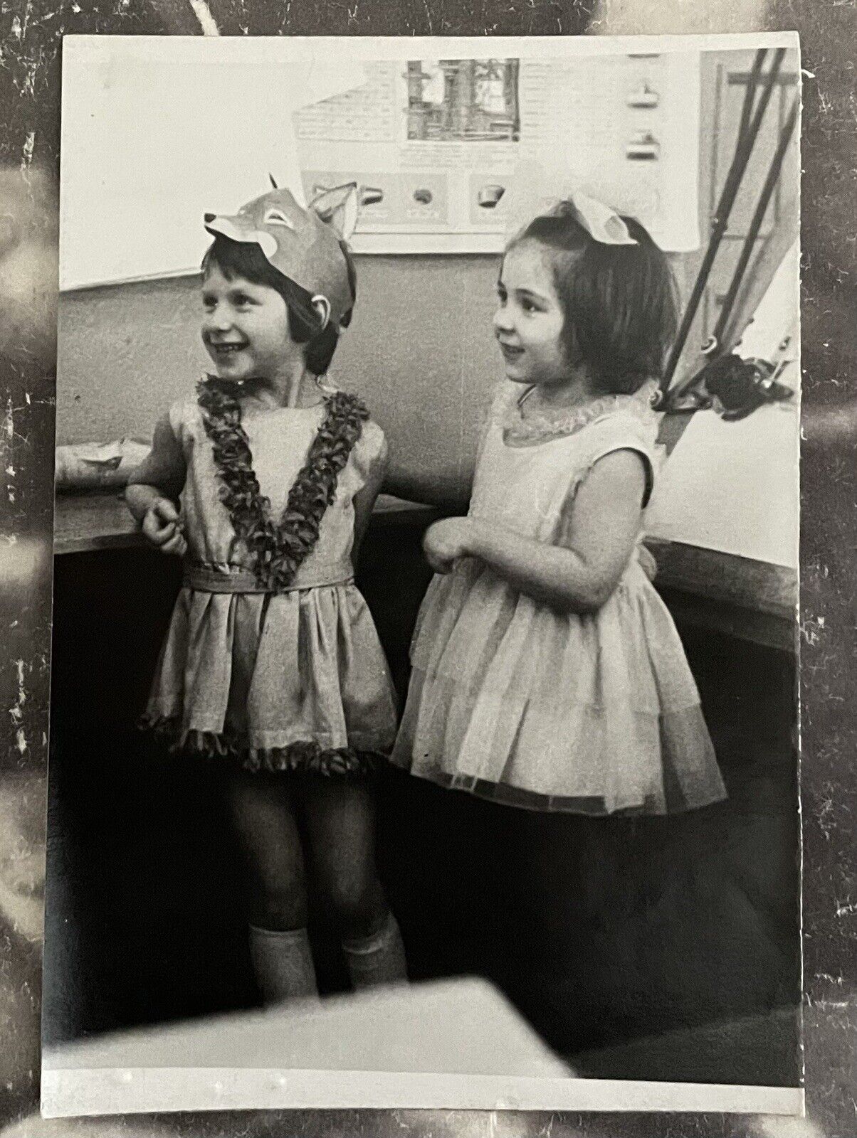 Vintage snapshot photo Sweet Little Cute Girls Kid Child Christmas  Dress