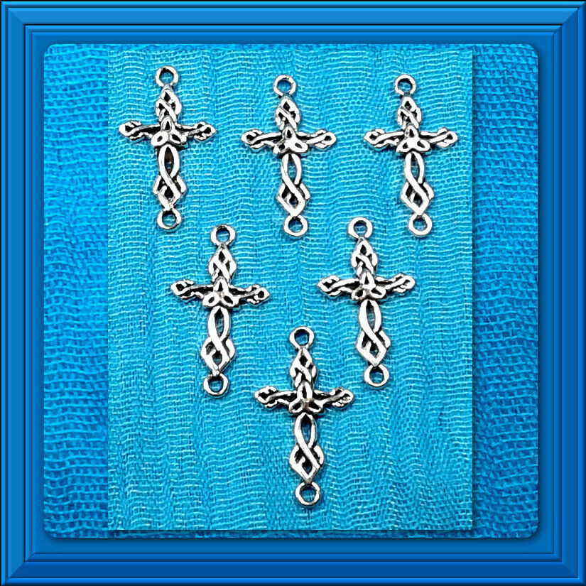 Rosary Parts ✝️ 6 Pcs LOT Our Father Beads ORNATE Cutout Cross 7/8\