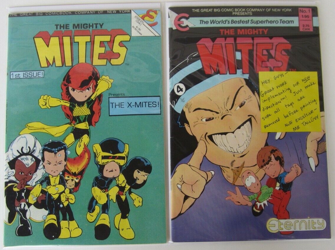 THE MIGHTY MITES (1986) #1 X-Men Parody + (1987) #1 Lot of 2 Eternity Comics