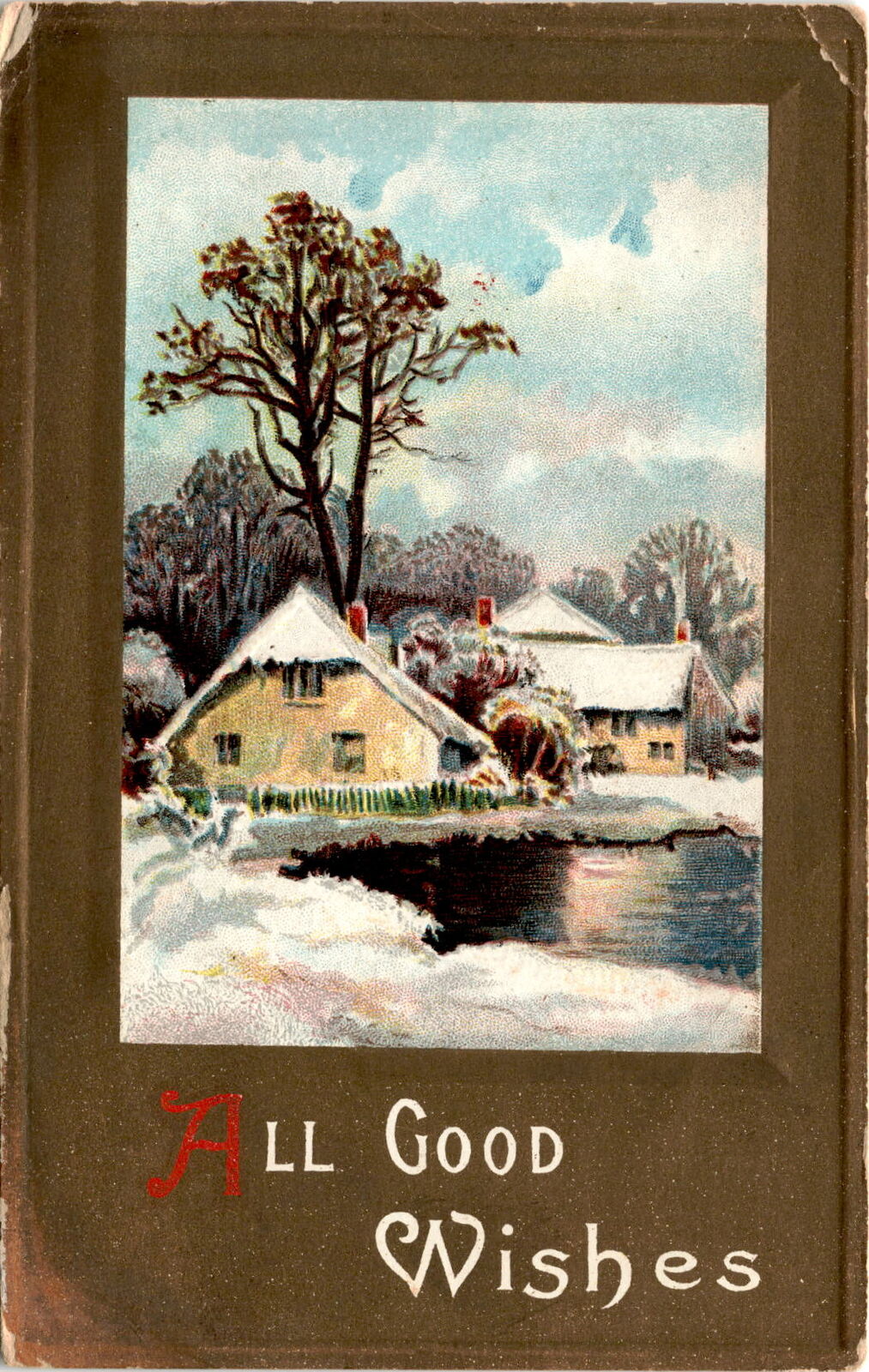 vintage ephemera design ALL GOOD Wishes POST CARD 204 early Postcard