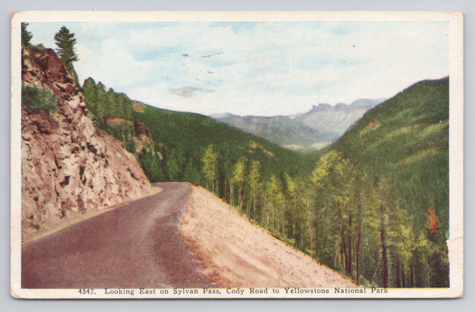 Postcard Looking East on Sylvan Pass Cody Road to Yellowstone National Park WY