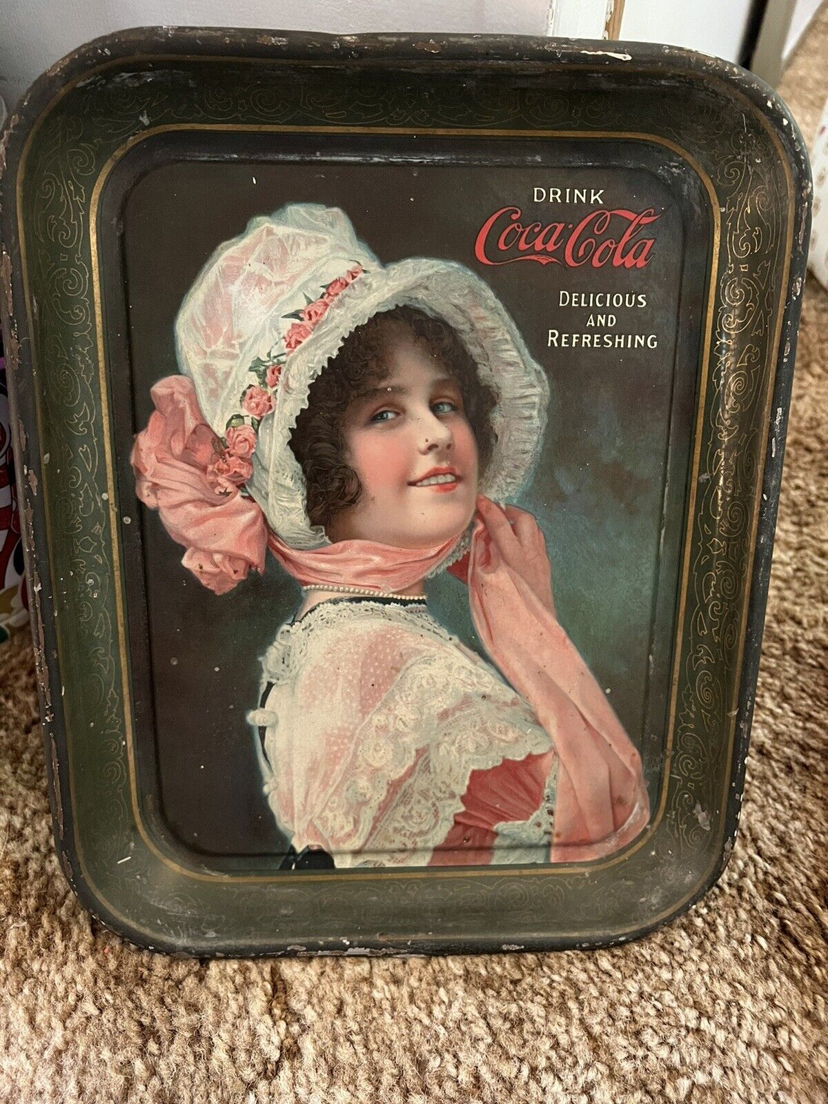 Antique 1914 Rectangle Coca-Cola Betty Serving Tray