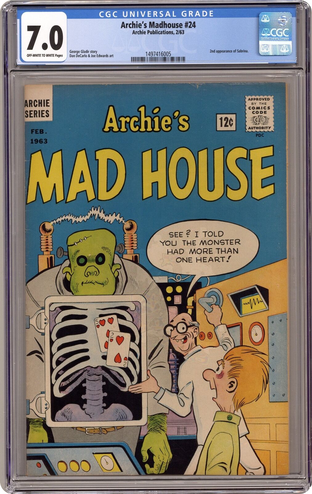 Archie\'s Madhouse #24 CGC 7.0 1963 1497416005