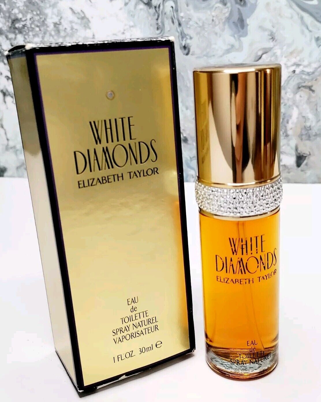 White Diamonds Elizabeth Taylor \'Made In France\' 1 oz EDT Perfume Bottle NEW Vtg