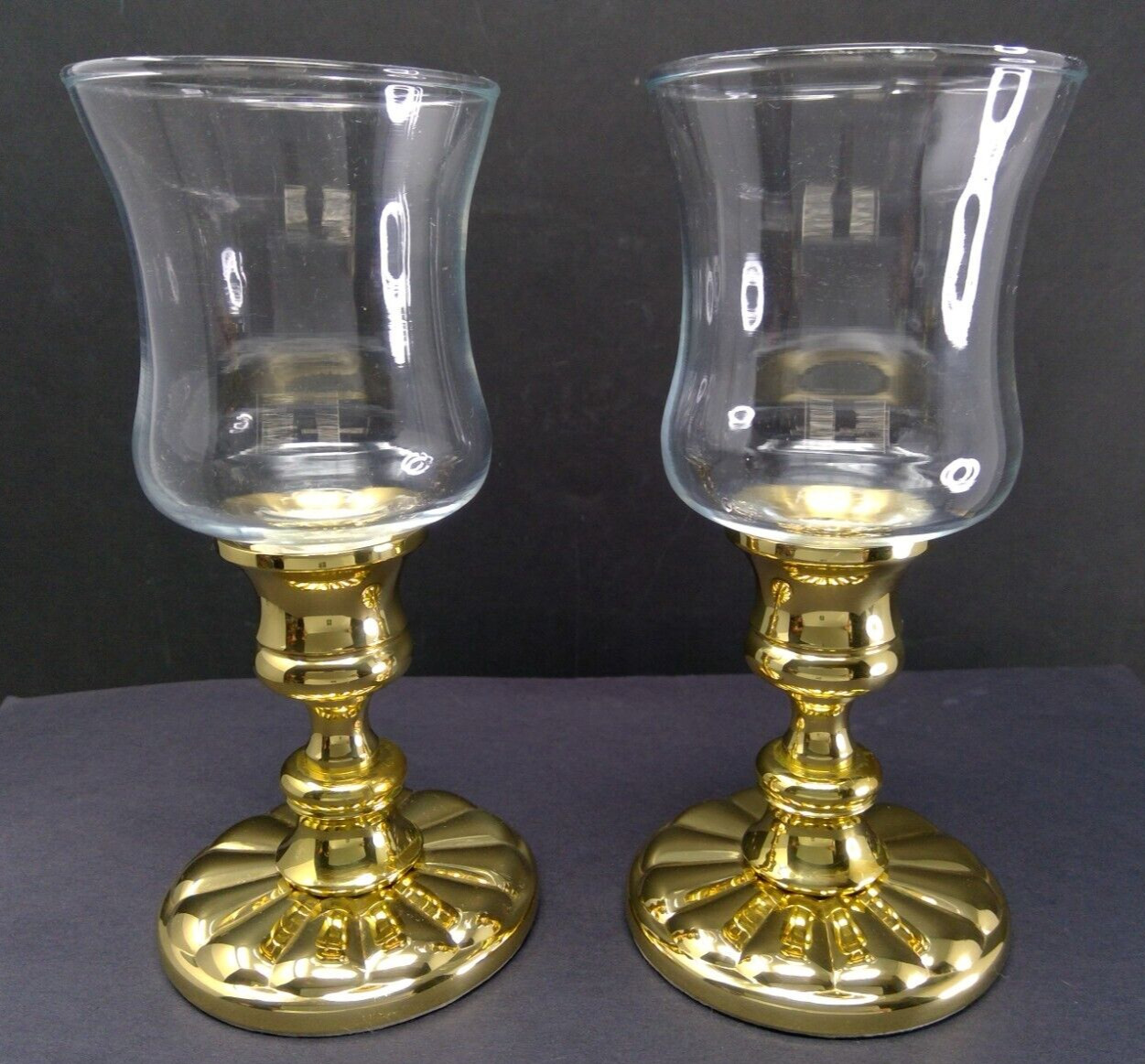 Pair of Baldwin Brass Glass Candlesticks