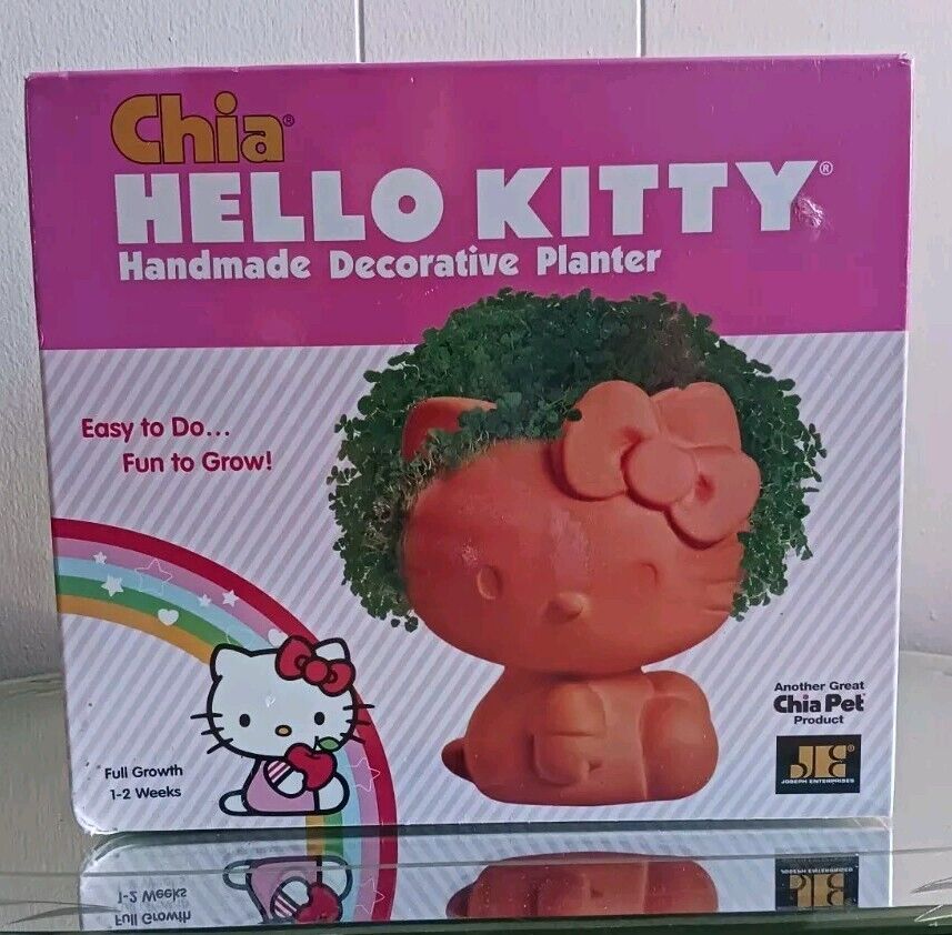 Hello Kitty Chia Pet Decorative Planter Factory Sealed Easy To Grow