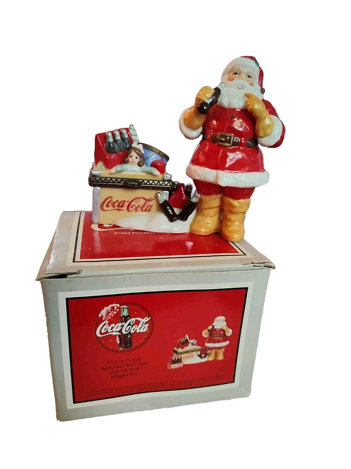Vintage PHB Hinged Trinket Box Cannon Falls Santa Coca Cola Toy Box Limited Edit