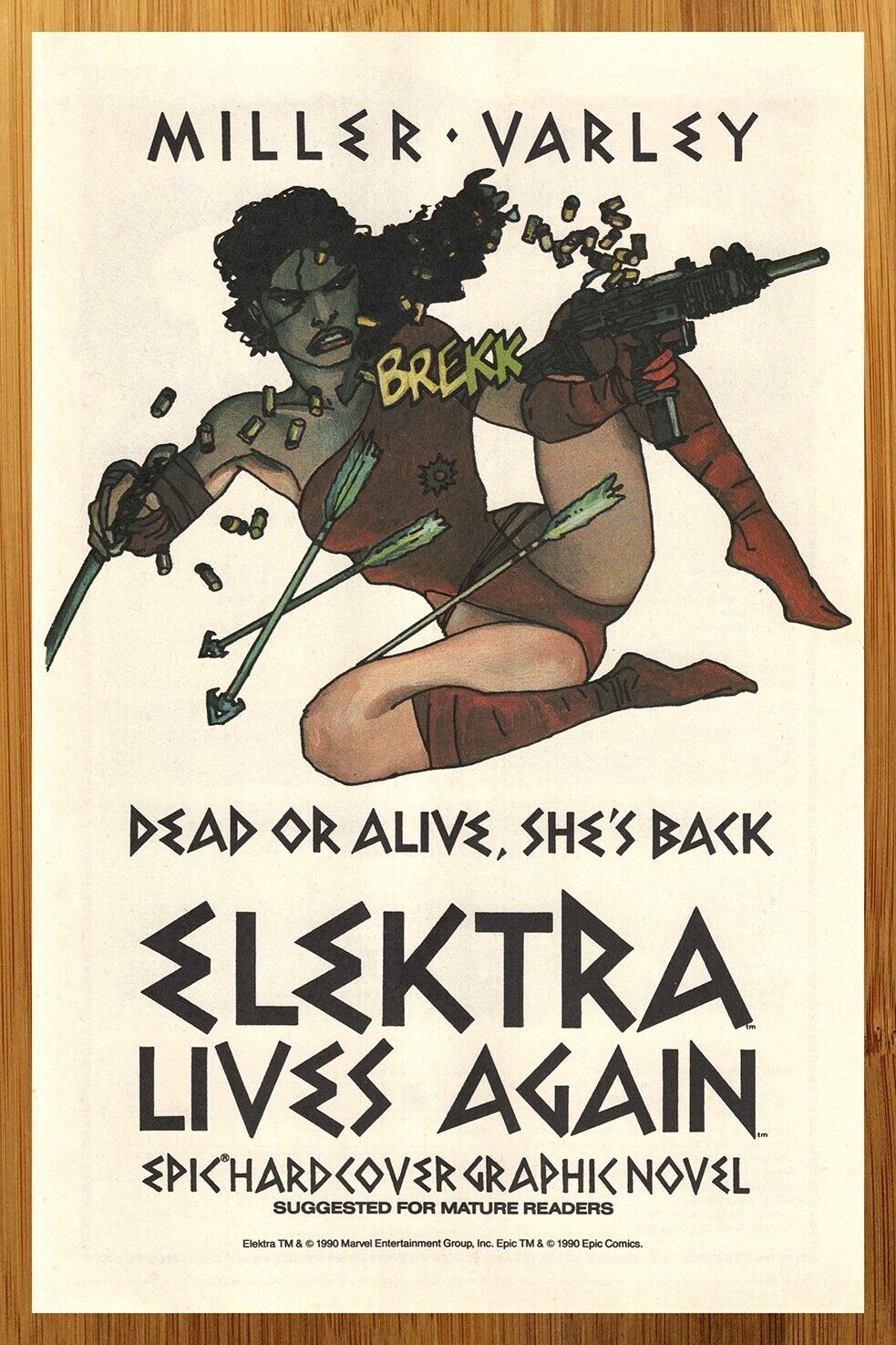 1990 Marvel Comics Elektra Lives Again Vintage Print Ad/Poster Frank Miller Art
