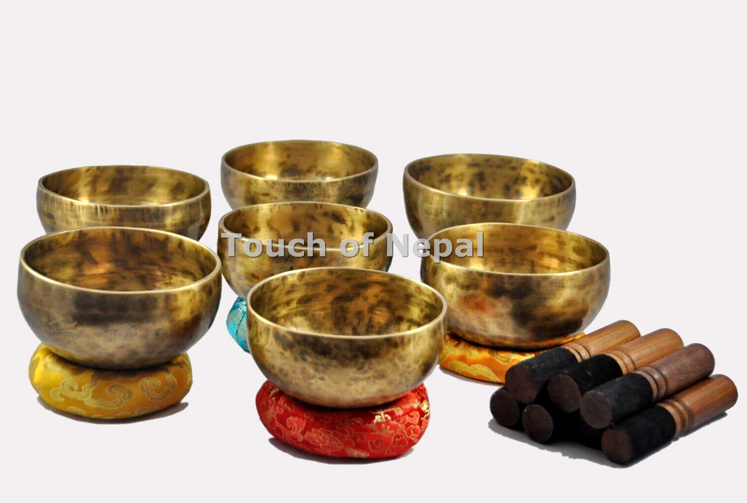 Seven chakra Healing singing bowl set of 7 - Tibetan singing bowls set seven