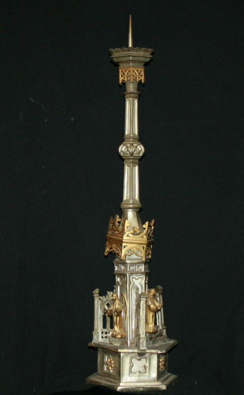 Vintage Large Hand Made Ornate Metal Church Cathedral Candlestick