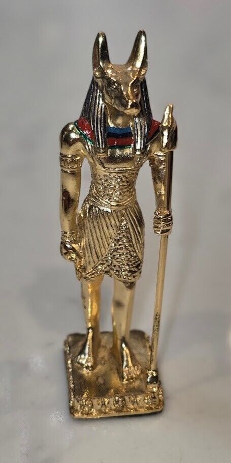 Egyptian Ancient God statue:Anubis, circa 3000 BC, metal body and hand painted