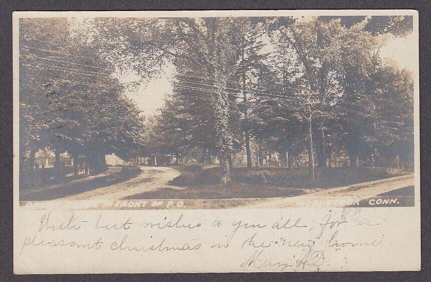 Cross Roads in Front of Post Office Woodstock CT RPPC postcard 1903