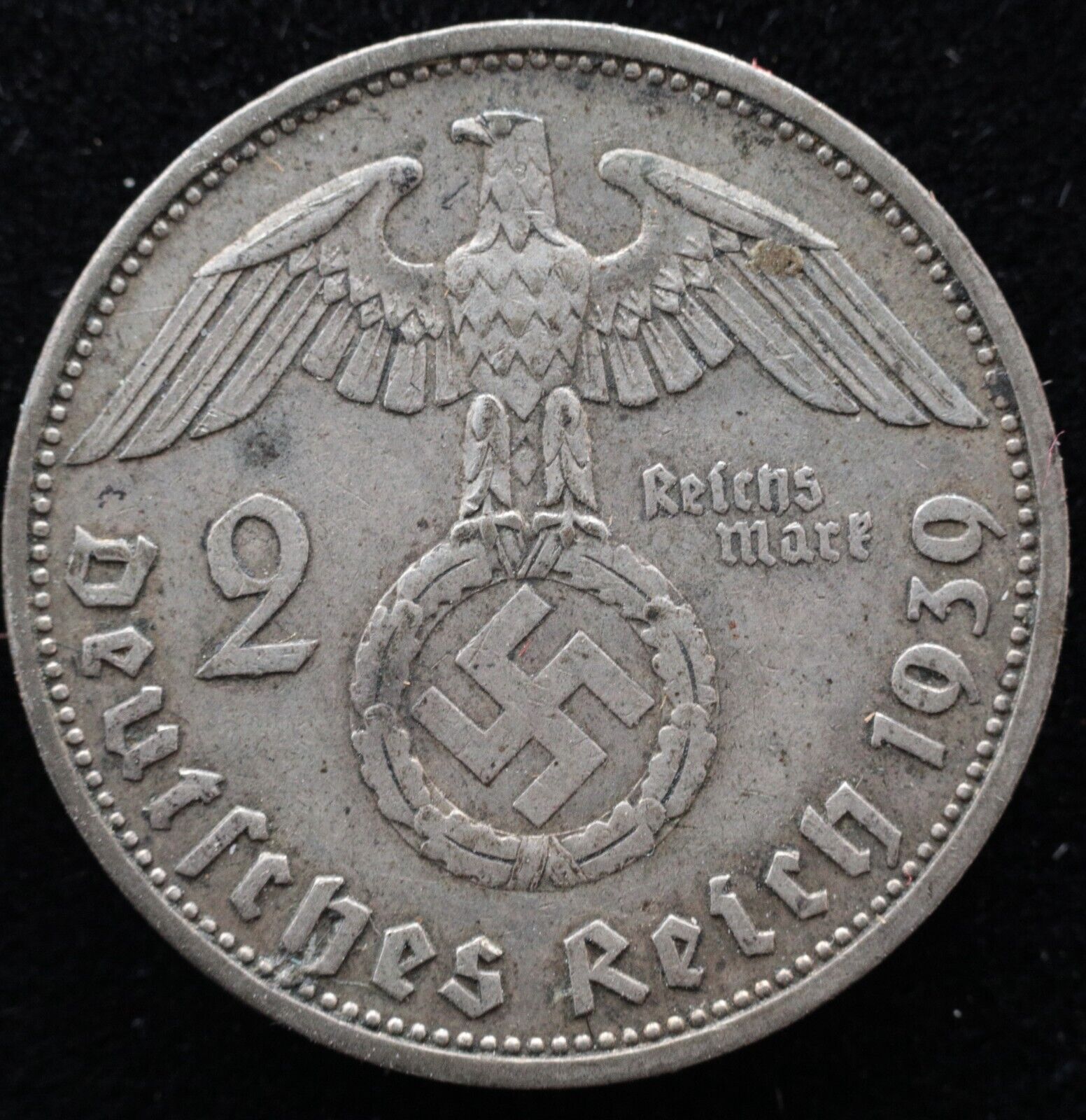 KAPPYSCOINS G8425   1939A  WW2 NAZI GERMANY HINDERBURG  SILVER TWO MARK CIRC