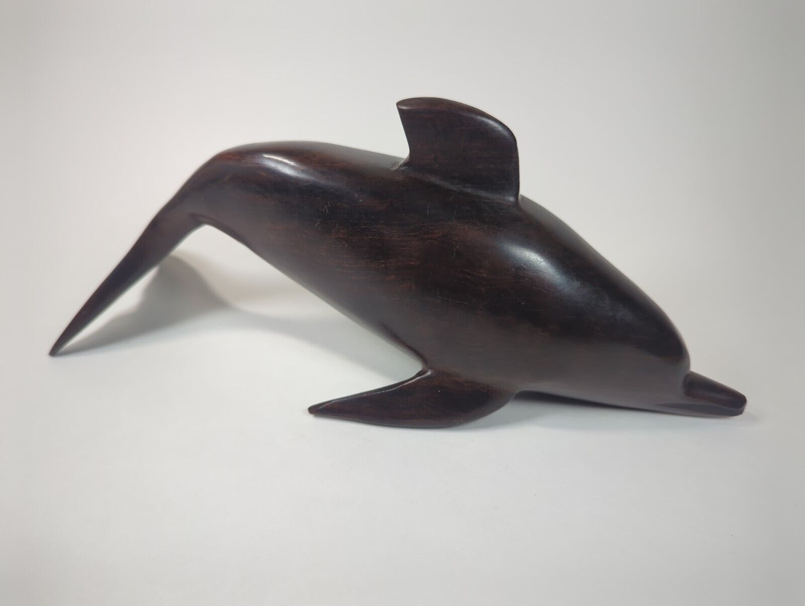 Wood Dolphin Hardwood Wooden Hand Carved Knickknack Art Sculpture