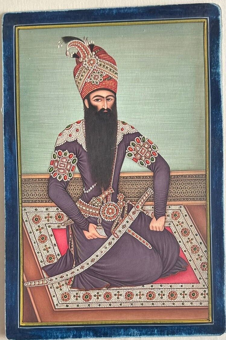 Rare Islamic Persian handmade painting of Shah ( King ) Fath-Ali Shah Qajar