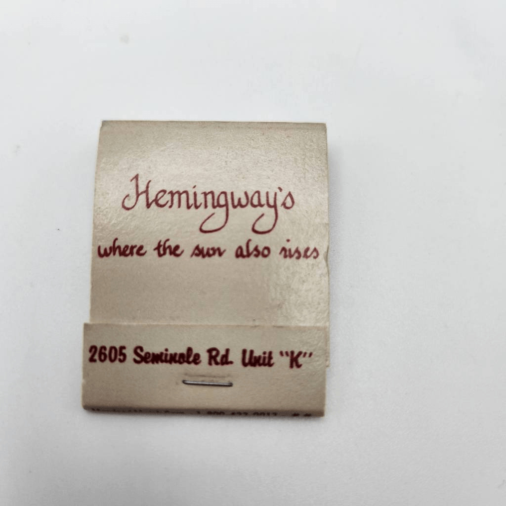 Vintage Matchbook Hemingway's 2605 Seminole Rd Bar Restaurant Columbia SC?