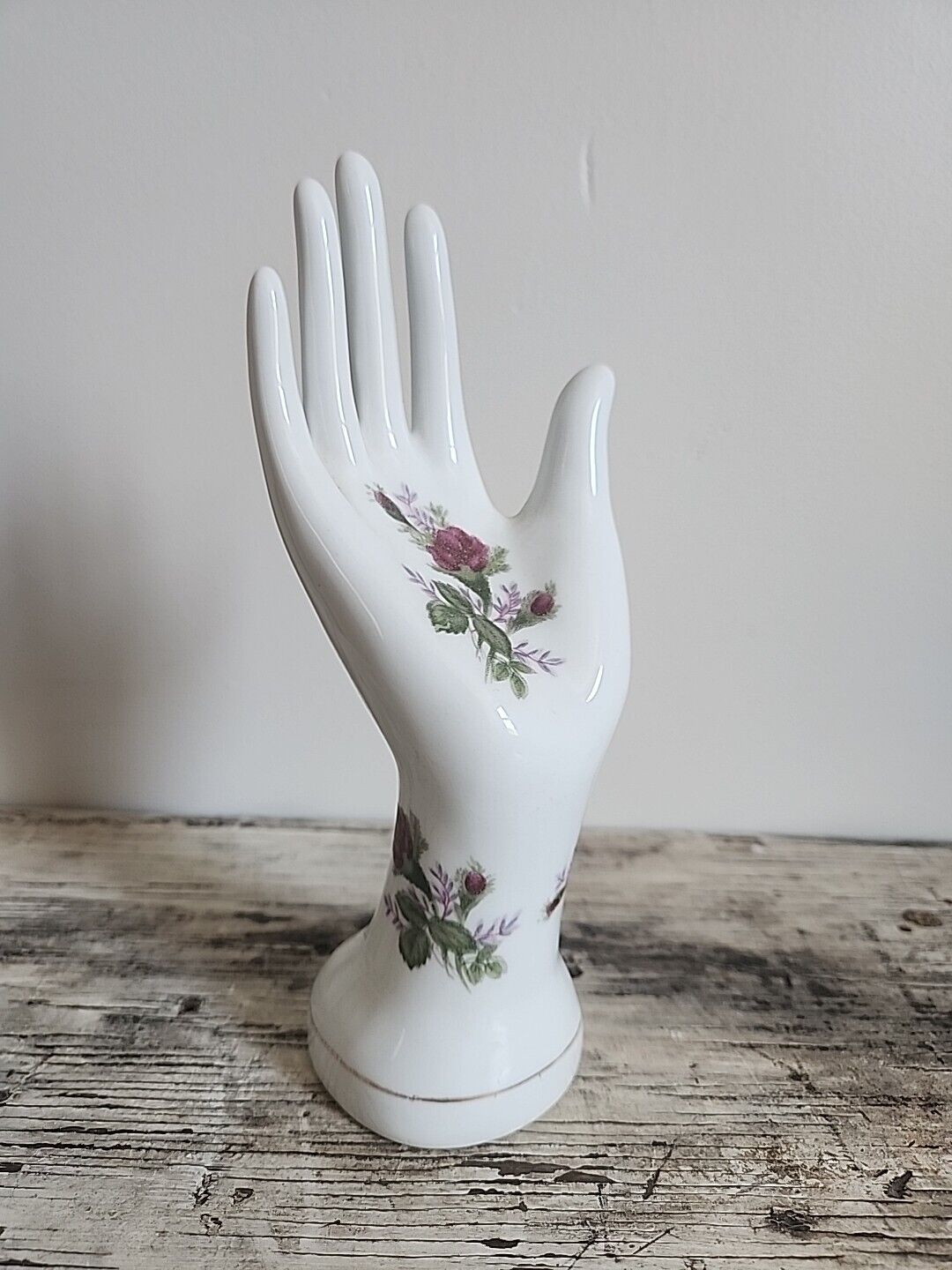 Vintage Porcelain Lady's Hand Figurine with Hand Painted Floral Designs
