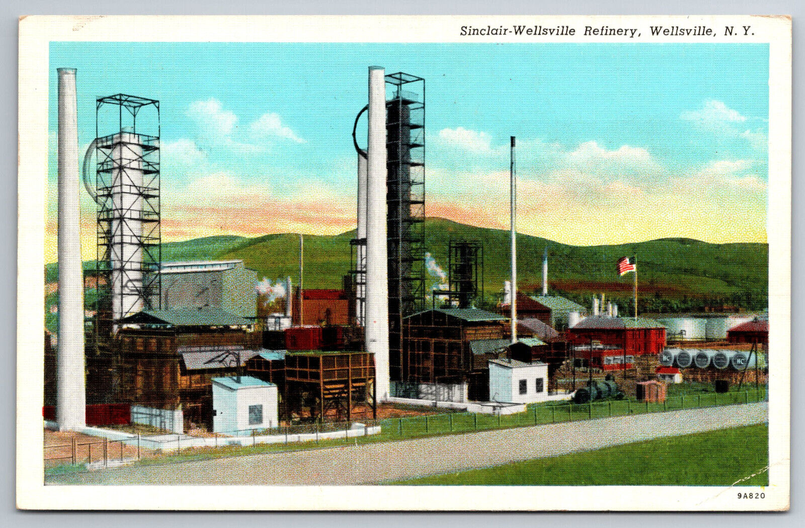 Vintage Postcard NY Wellsville Sinclair Wellsville Refinery c1943 -4923