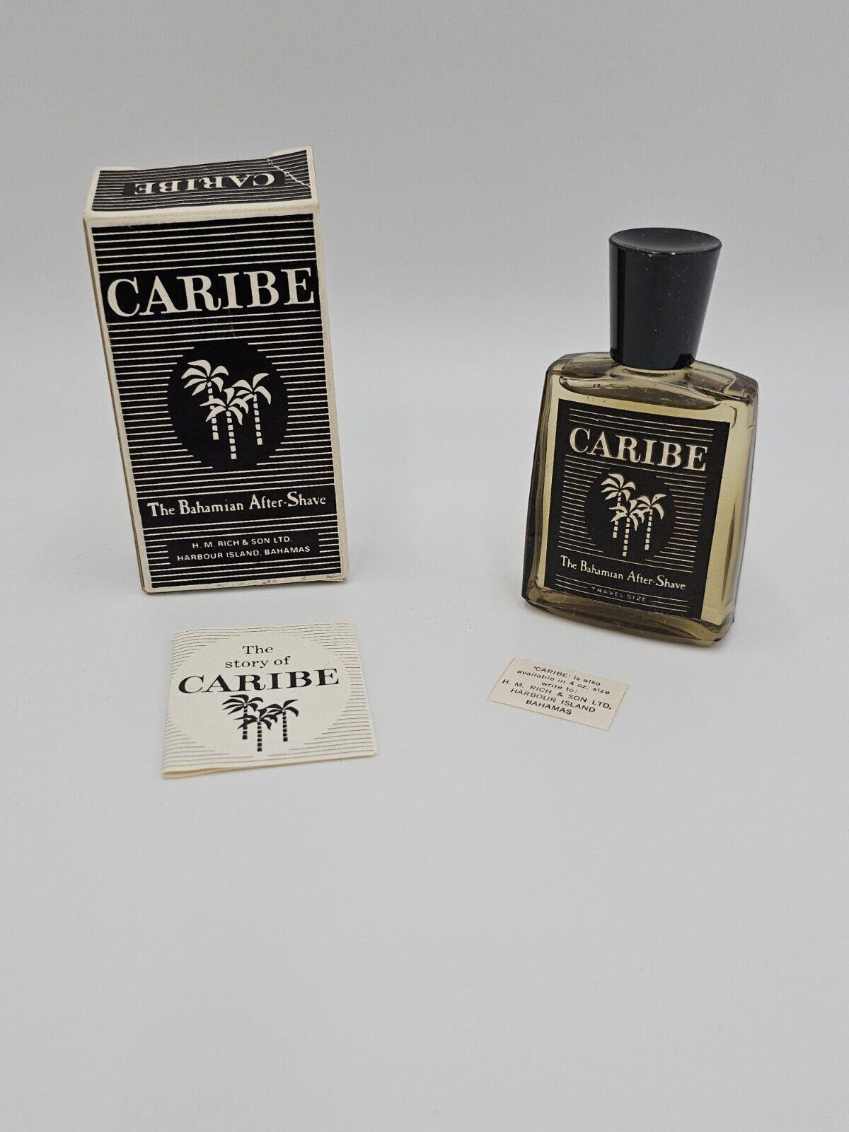 ORIGINAL 70s Vintage Caribe The Bahamian after shave H.M RICH & Son Travel size