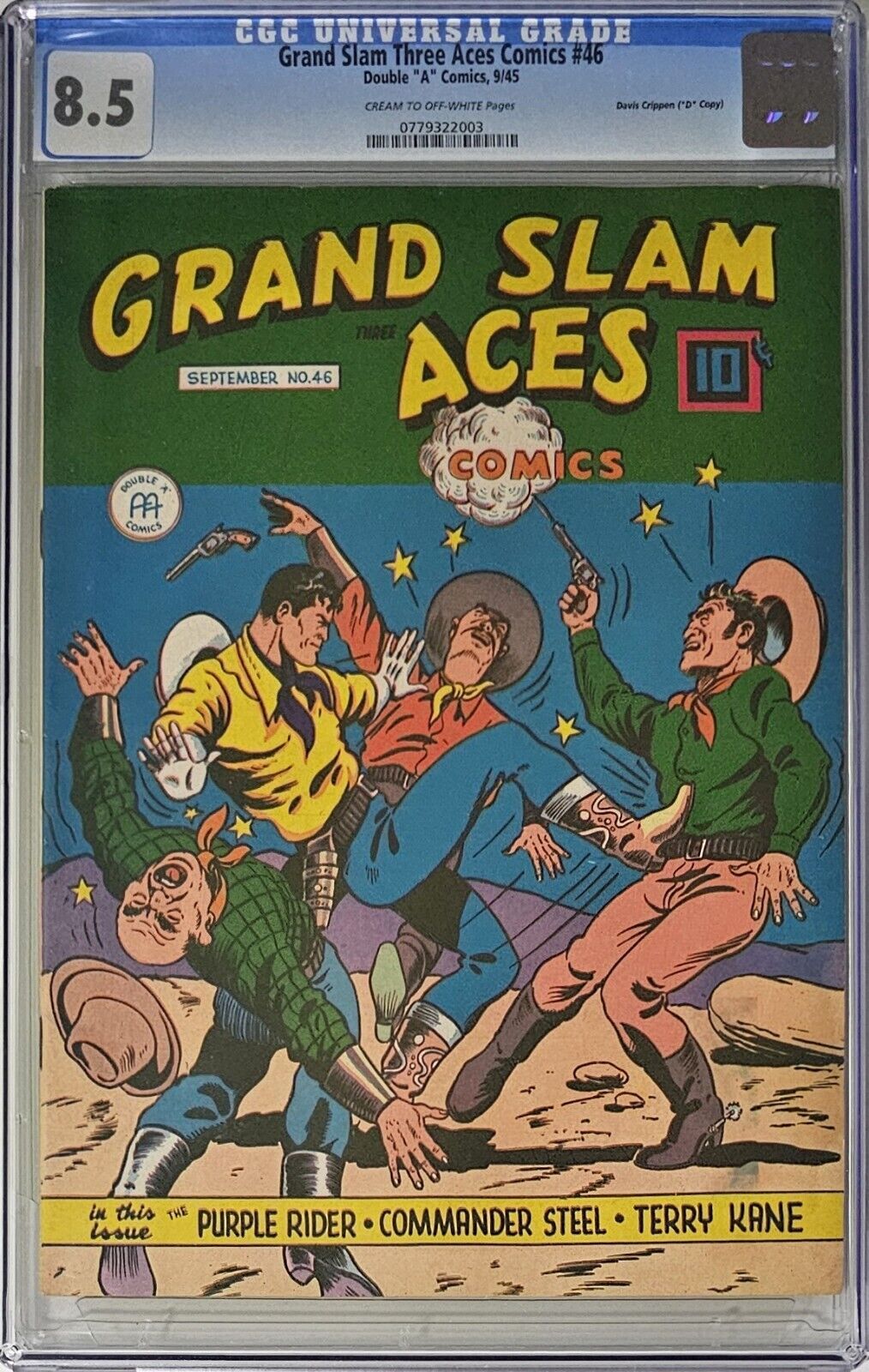 Grand Slam Three Aces Comics #46 CGC 8.5 1945 Davis Crippen \