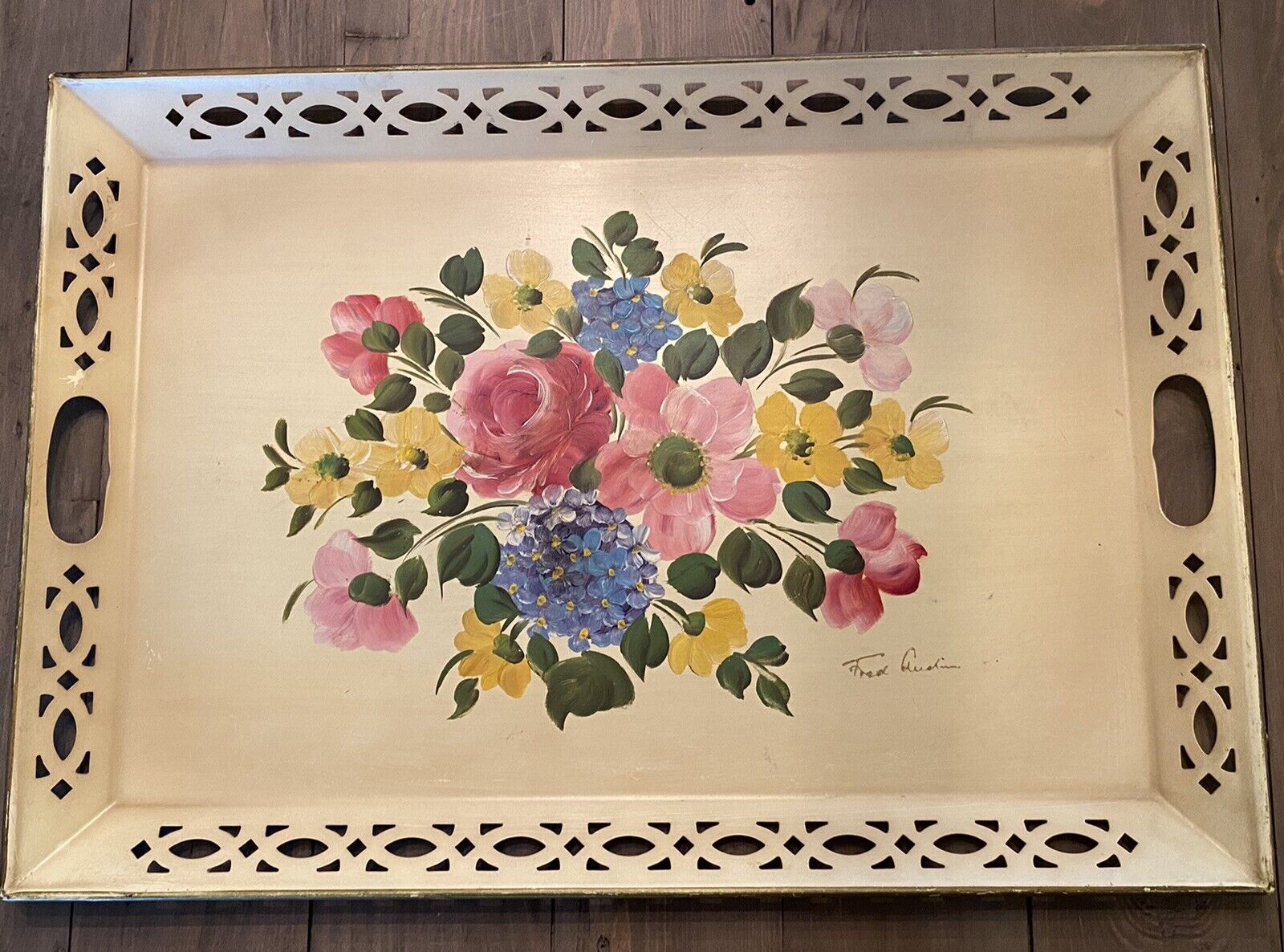 VINTAGE Fred Austin Hand Painted Tray 