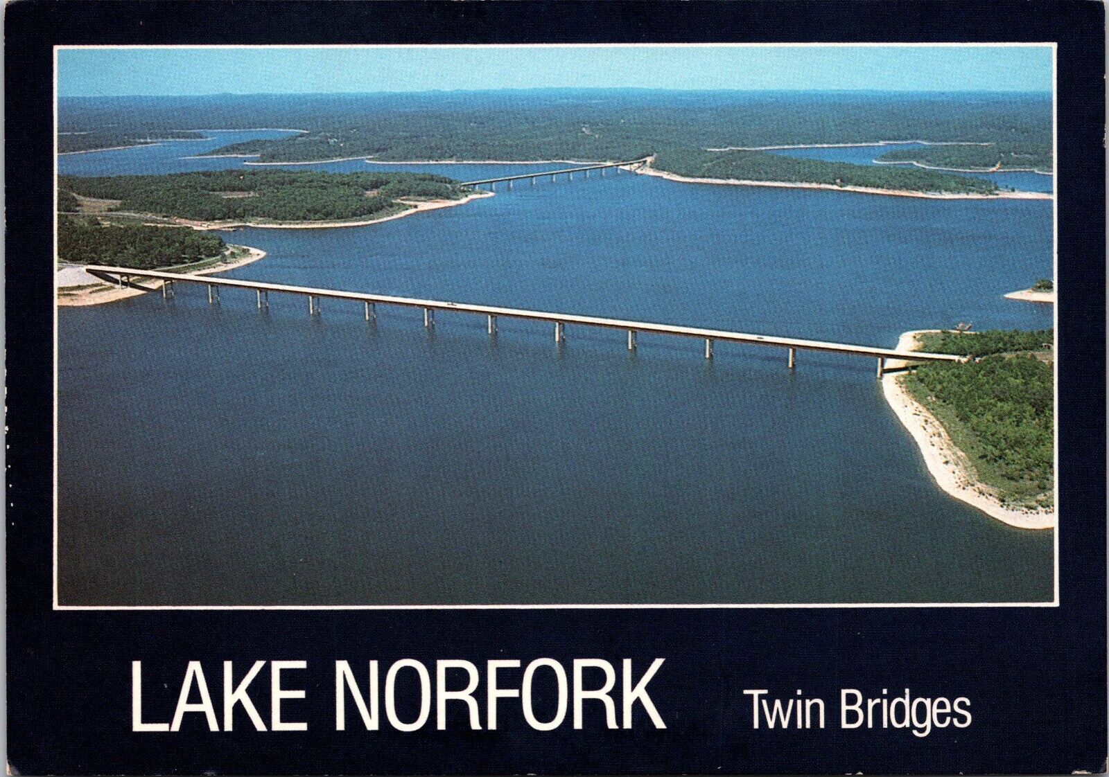 Postcard  Lake Norfork Twin Bridges Mountain Home Arkansas  [ef]