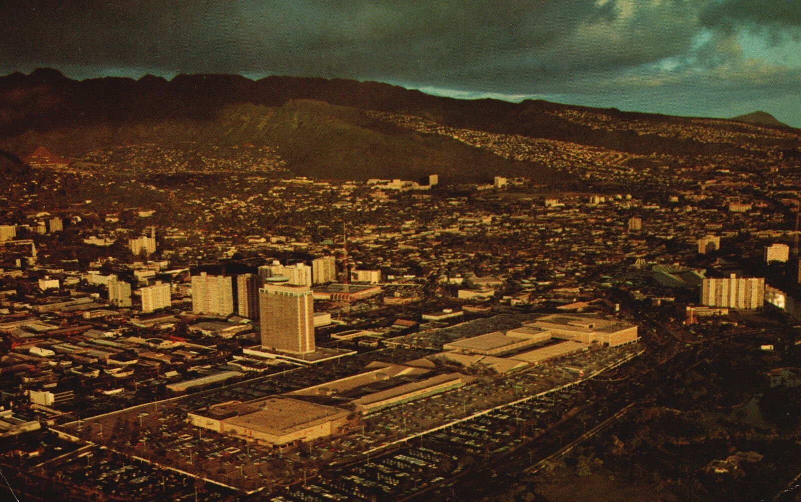 1967 Ala Moana Center Sunset Downtown Waikiki Honolulu Hawaii HI Posted Postcard