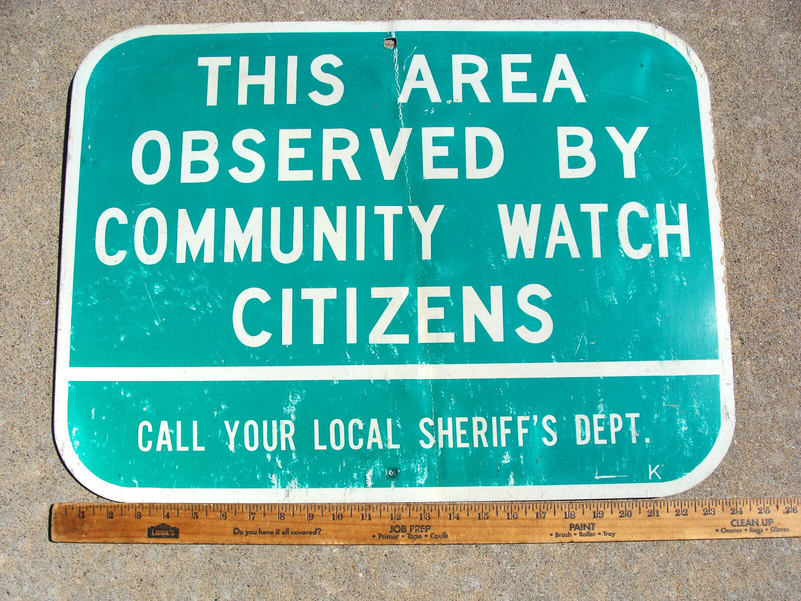 Large Authentic Retired Refective Metal Highway Sheriff Community Watch Sign LAW