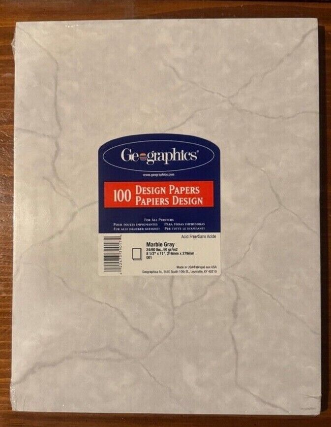 100-Pk Marble Stationery Paper,Double Sided Decorative Design Paper, 8.5\