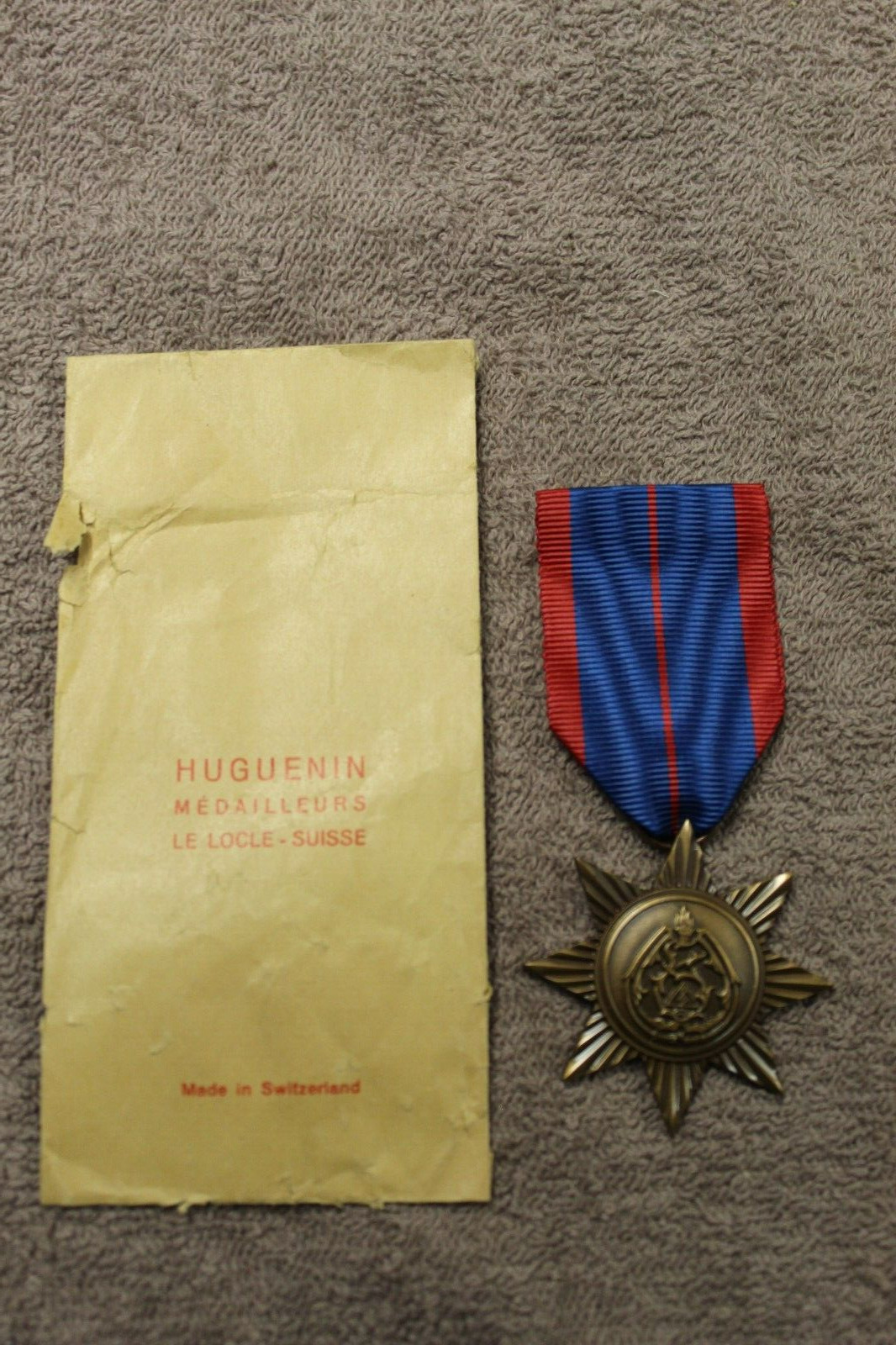 Original 1960s Iraq Police General Service Medal w/Ribbon & Swiss Issue Envelope