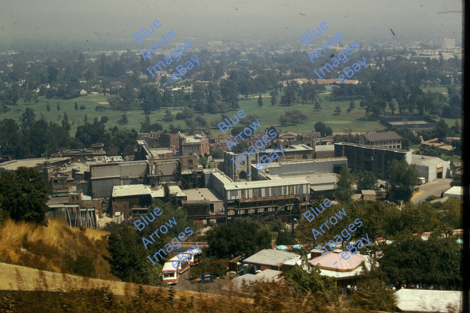 1974 35mm slide Universal Studio Tour Backlot View From Above #1581