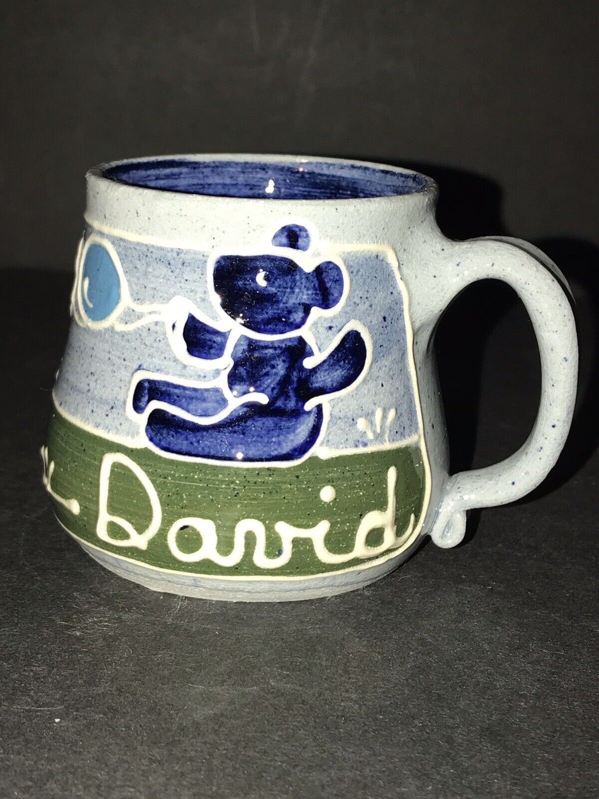 Vintage Small Child’s Mug With Bears/Balloons Personalized With David 8/30/84