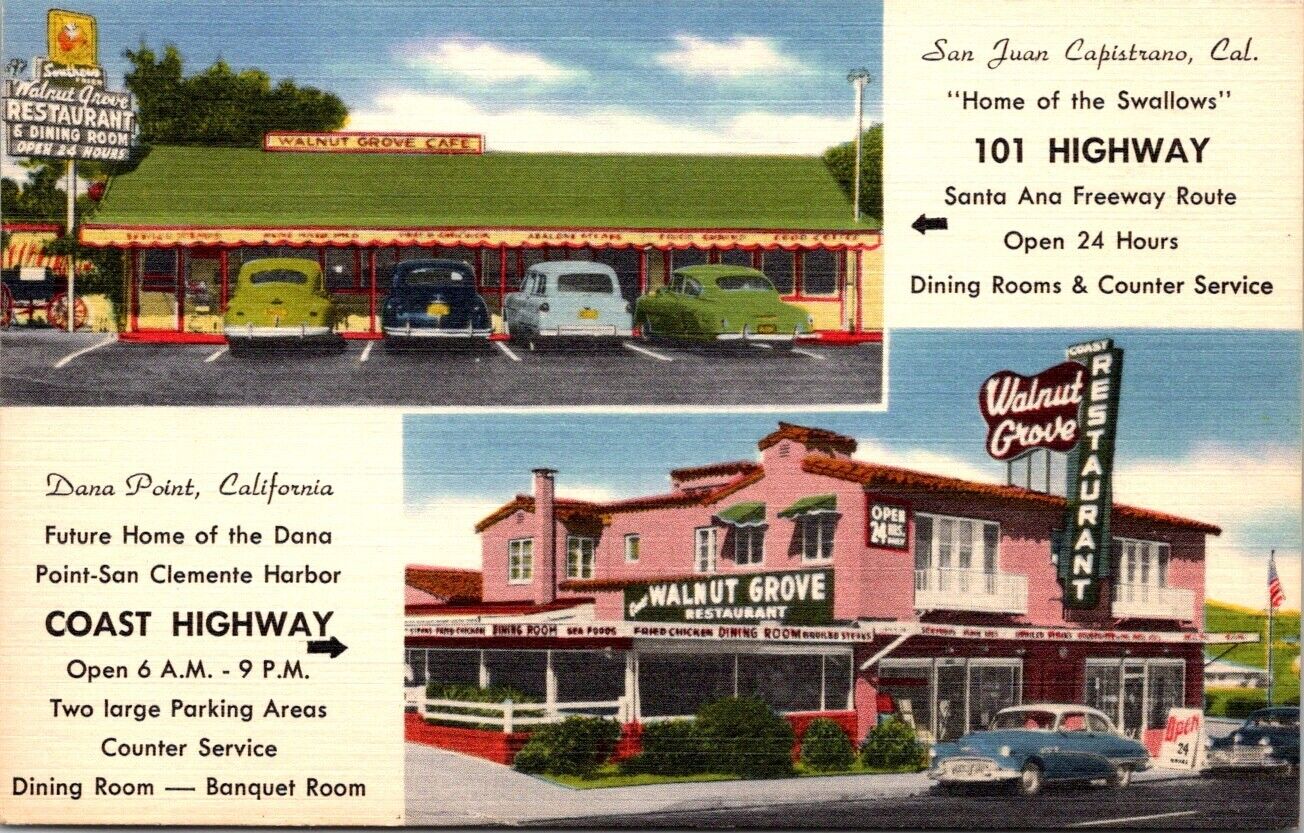 Vintage Postcard Walnut Grove Restaurant San Juan Capistrano California