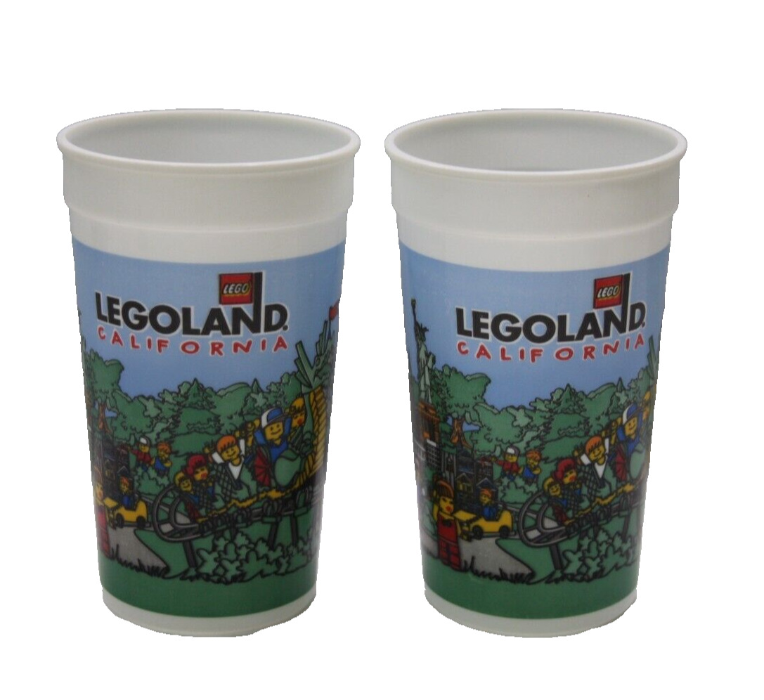 Legoland California Resort Souvenir Small Plastic Kids Cup Lot of 2 Vintage