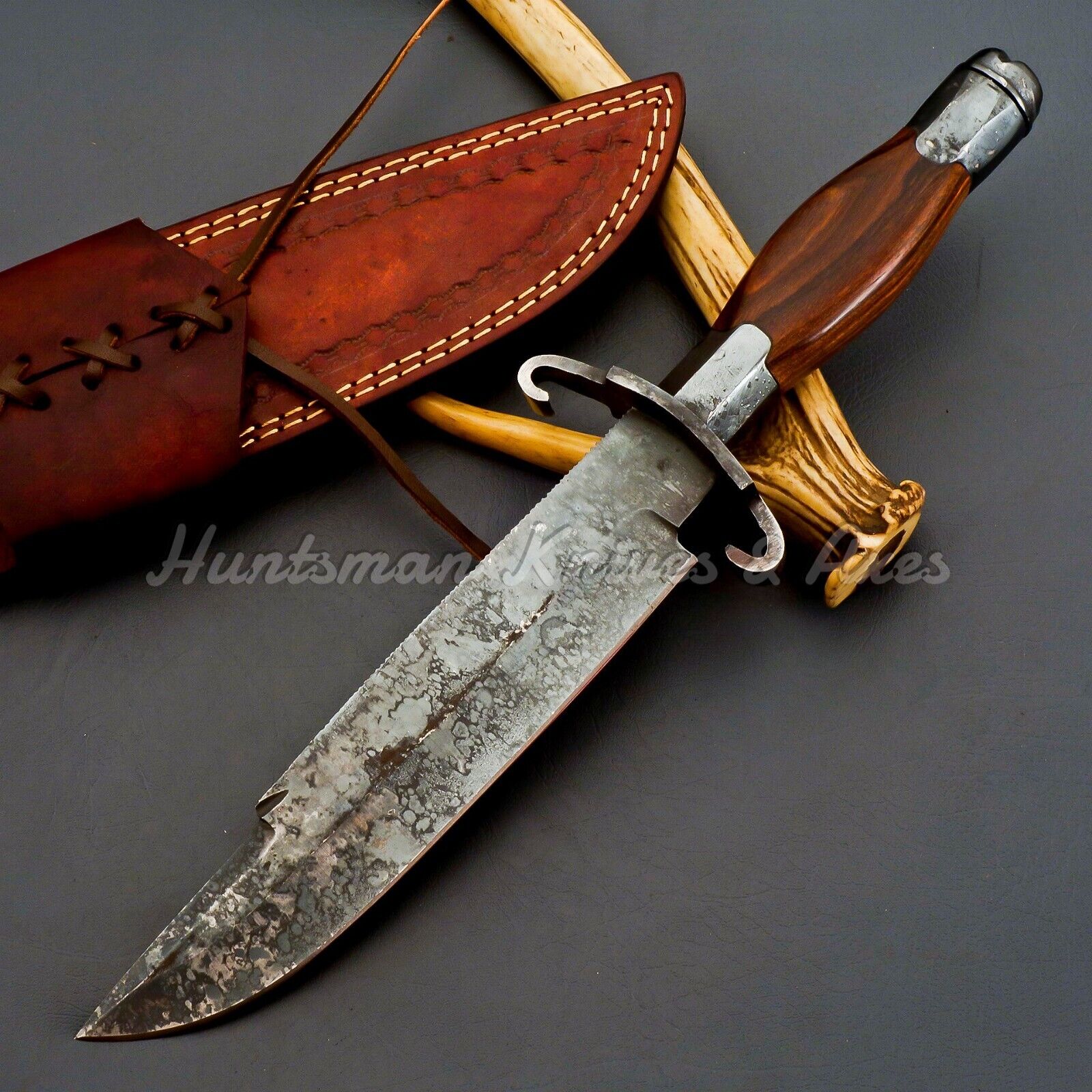 Custom Made Hand forged 1095 C Steel Antiqued Bart Moore BOWIE Knife Replica