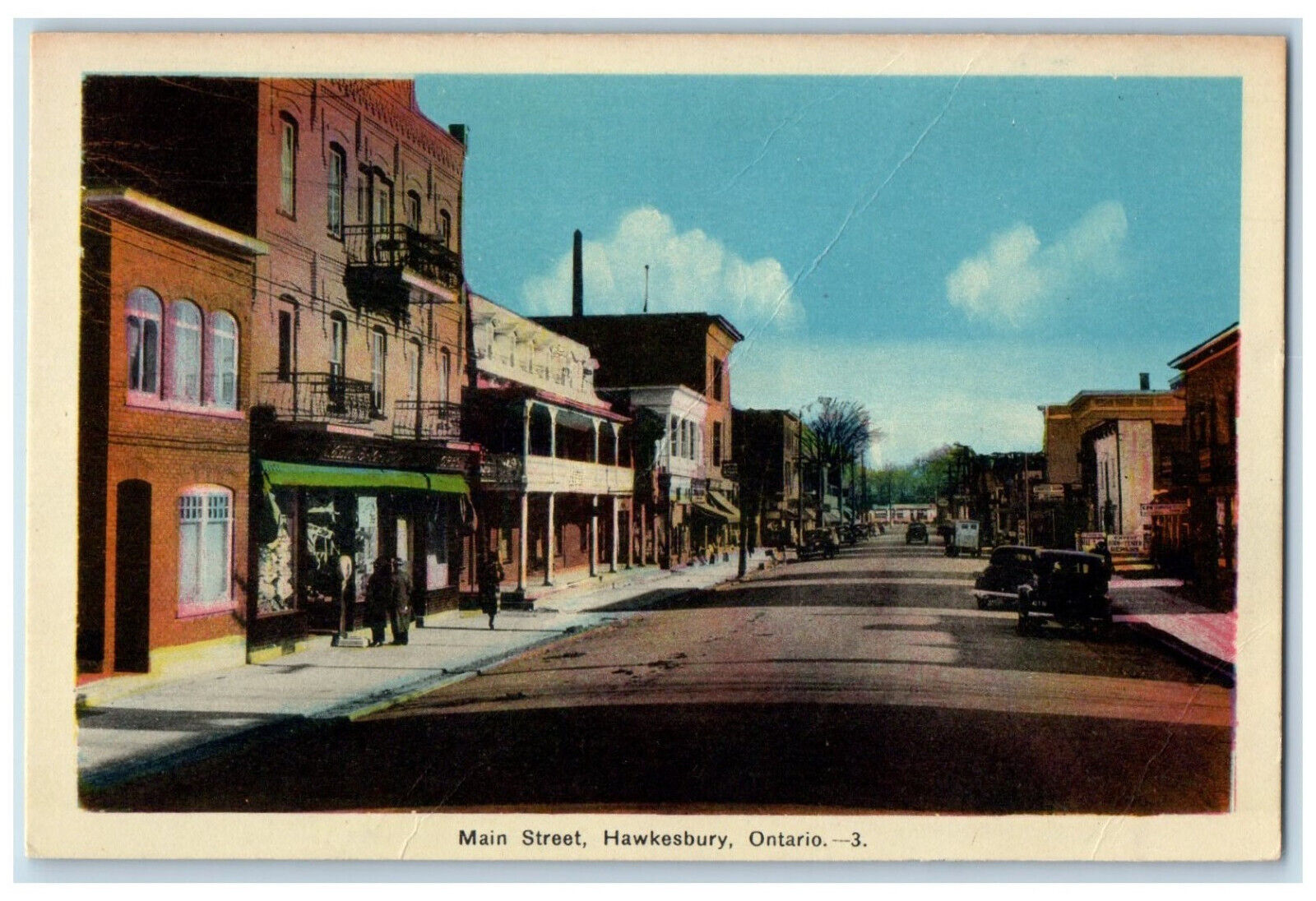 1947 Business District, Main Street, Hawkesbury Ontario Canada Vintage Postcard