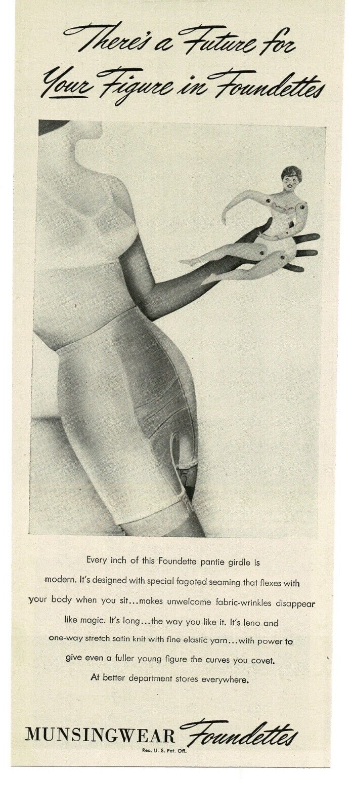 1946 Munsingwear Foundettes Girdles Women\'s underwear Lingerie Vintage Print Ad