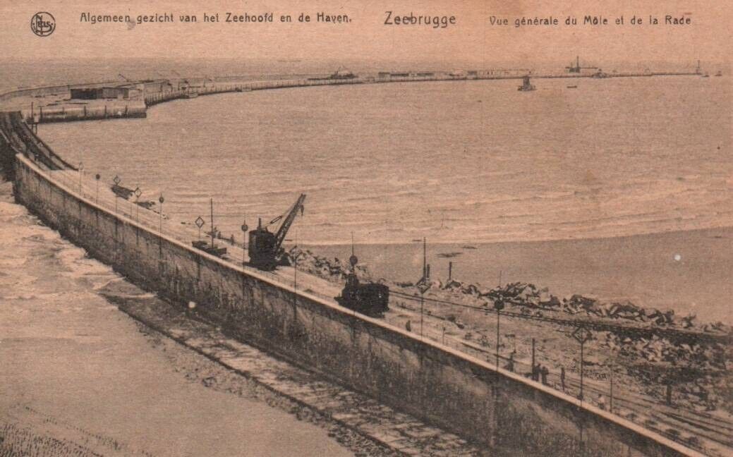 Vtg Postcard Aerial View Harbor and Port Zeebrugge, Belgium Unposted DB
