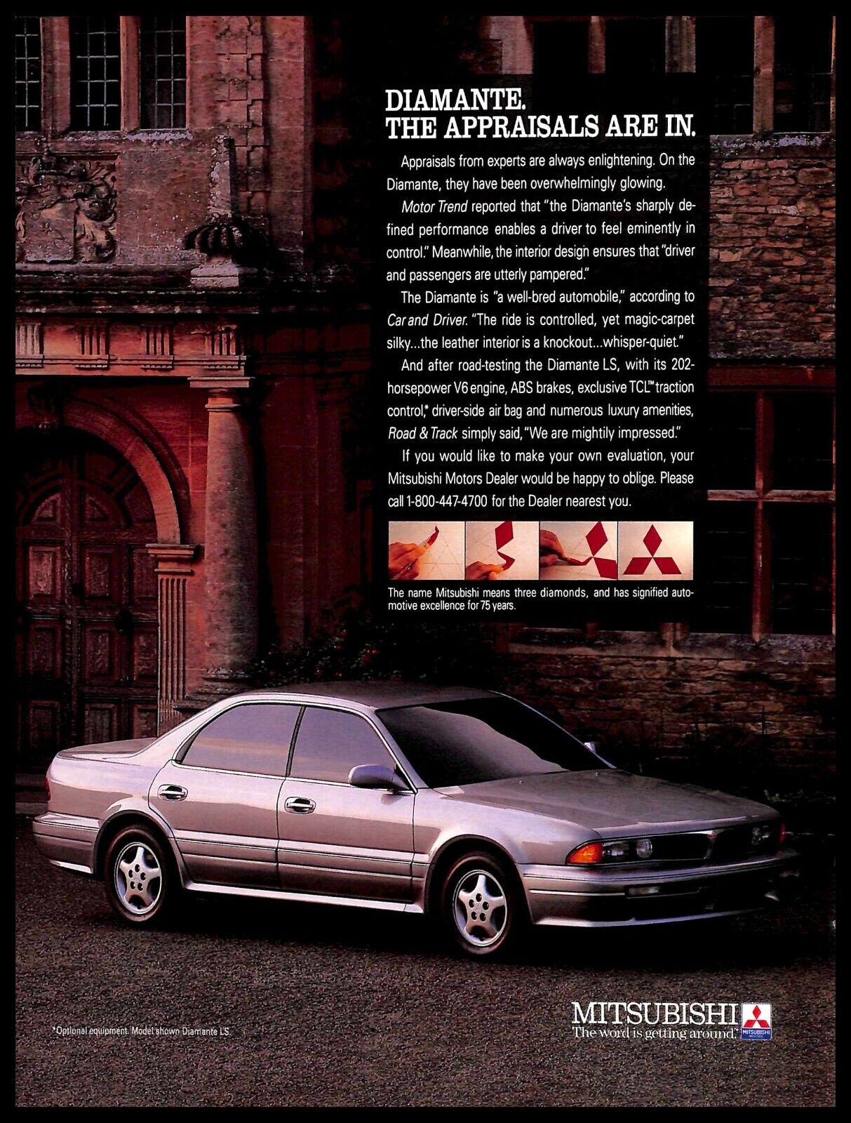 1992 Mitsubishi Diamante Vintage PRINT AD Japanese Car Appraisals Performance