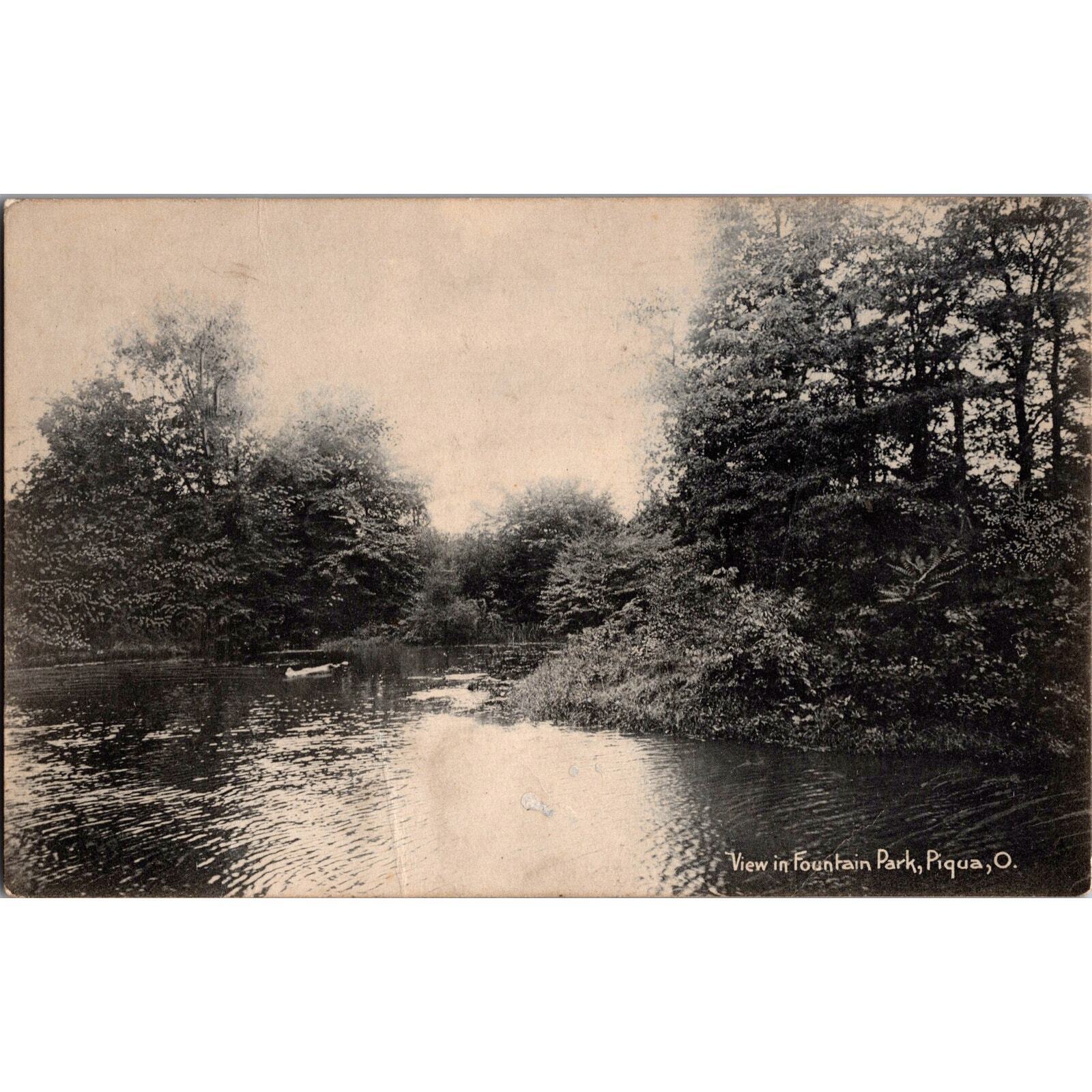 1912 View in Fountain Park, Piqua, Ohio Post Card
