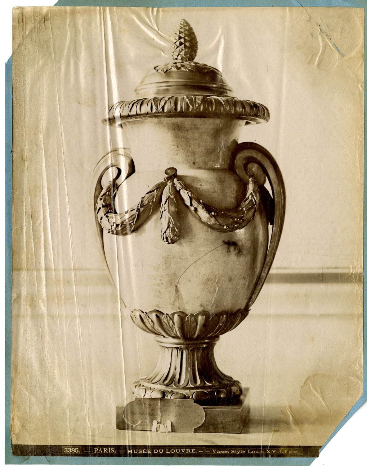 L.P. Phot. France, Paris, Louvre Museum, Louis XV style vases vintage albumen 