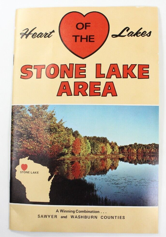 Vintage Stone Lake Area Wisconsin Brochure Map Resort Tourist Travel Guide.