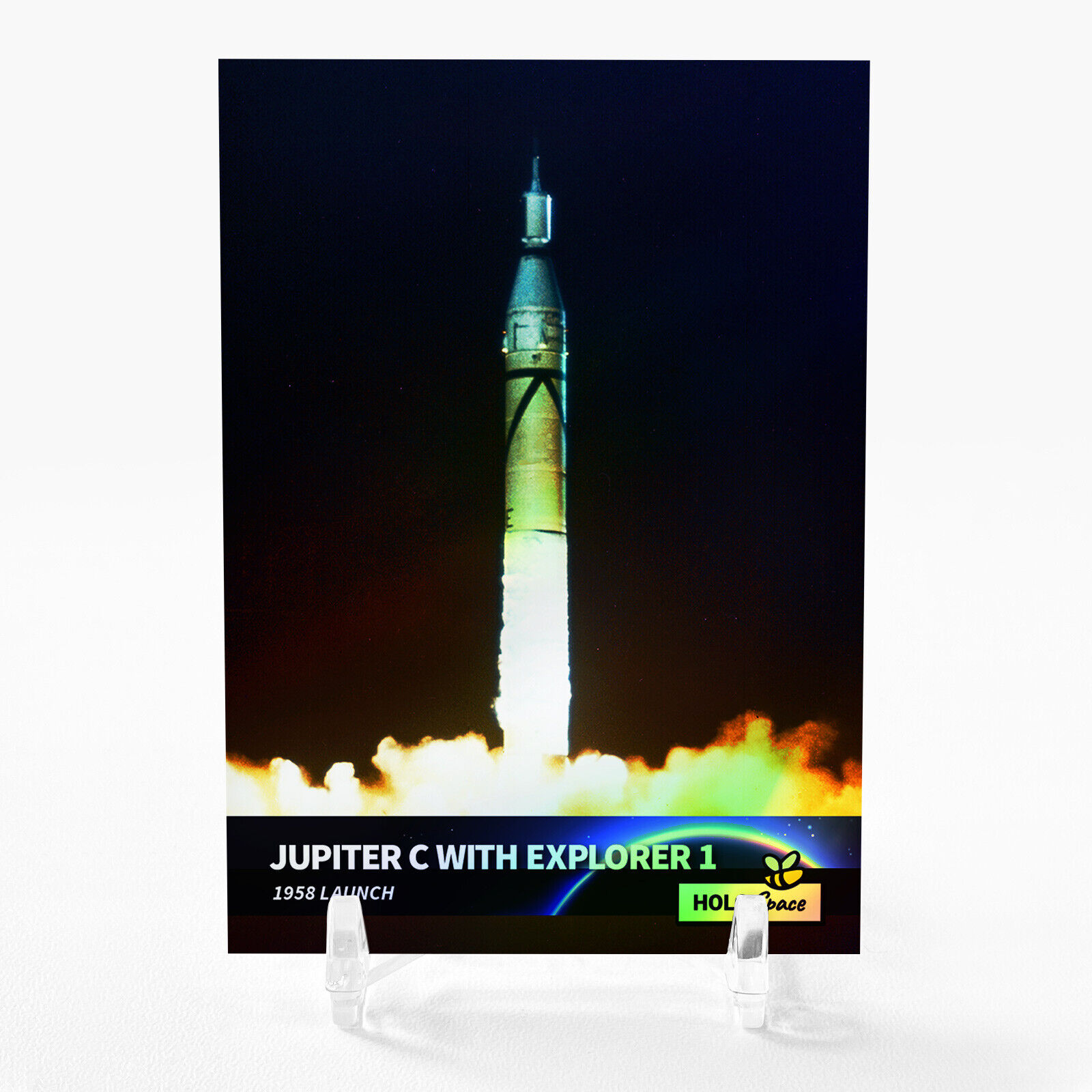 JUPITER C WITH EXPLORER 1 1958 Launch NASA Card 2023 GleeBeeCo Holo Space #JP19