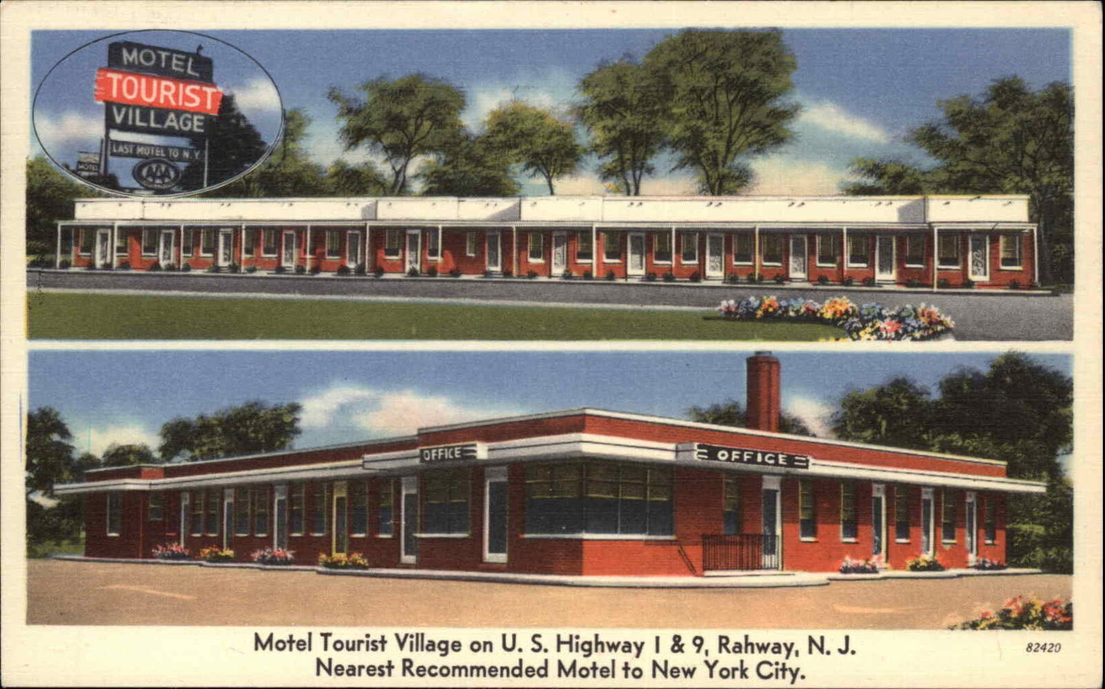 Rahway New Jersey NJ Motel Tourist Motel c1940s-50s Linen Postcard