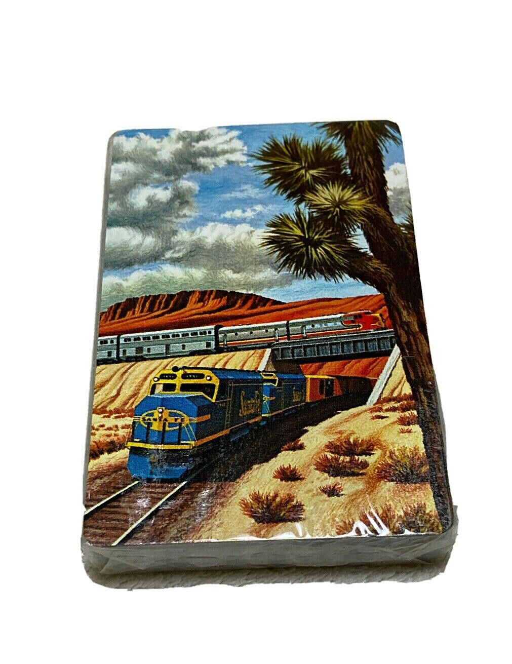 vintage Santa Fe trains new sealed playing cards plastic coated with Nu-Vue tint