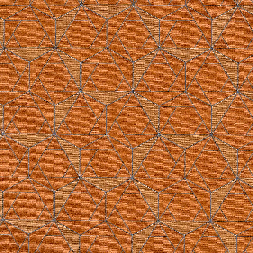 HBF Textiles Folded lines 973  Orange & blue Upholstery Fabric Elodie Blanchard