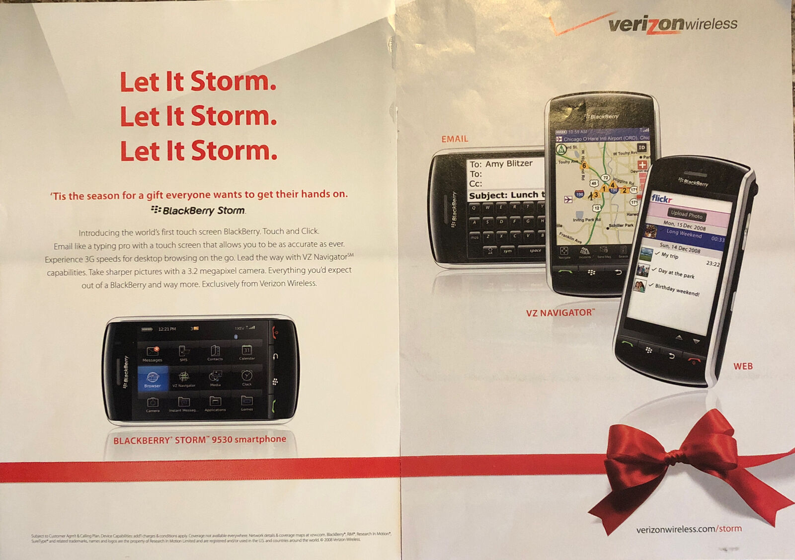PRINT AD 2008 Verizon Wireless Blackberry Storm 9530 Smartphone Advertisement Ad