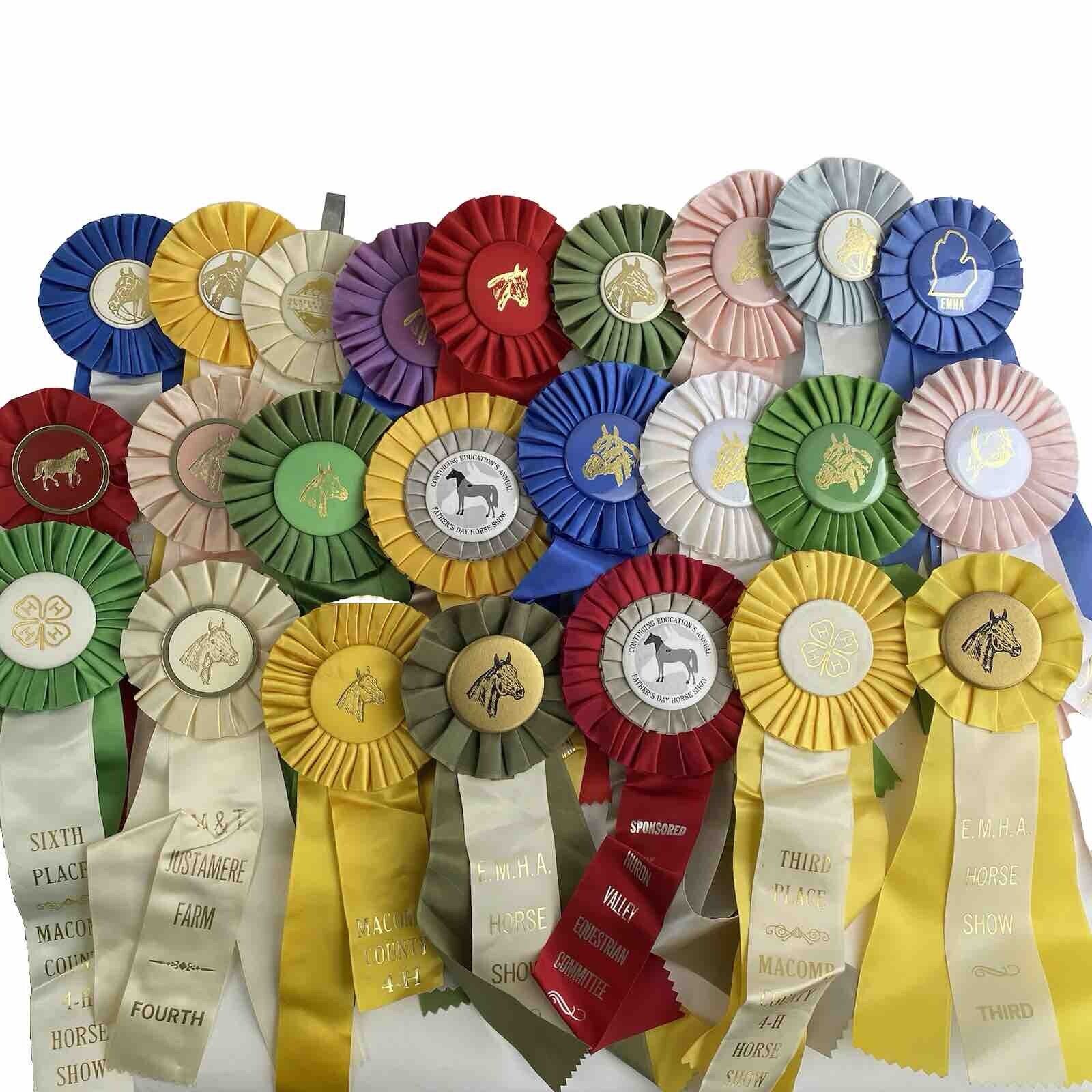 Lot Of 24 Equestrian Horse Show Competitions Dressage Ribbons Awards Vintage