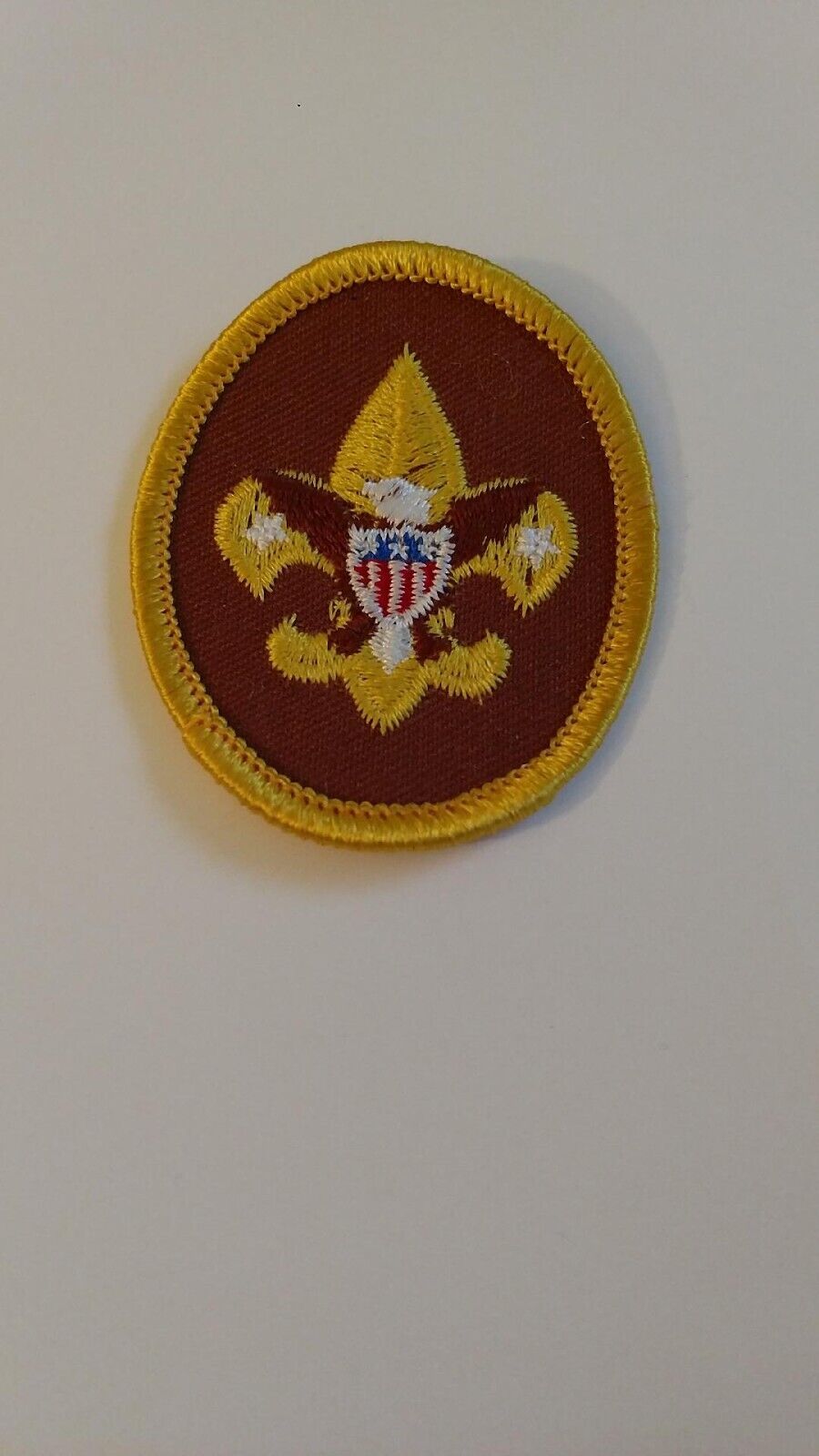 BSA, Tenderfoot Rank Patch, 1972-89, Type 11, Plastic Back, Brown Background