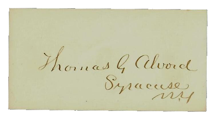 RARE “LT Governor of New York” Thomas G. Alvord Hand Signed 1.75X3.5 Card